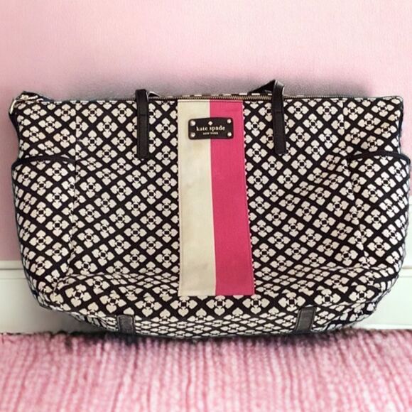 KATE SPADE ADARIA BABY DIAPER BAG TOTE LARGE BLACK CANVAS - Picture 2 of 11